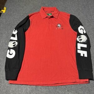 Bad Mulligan Golf Logo Spellout Polo Longsleeve Shirt Mens L 22.5x28 Outdoor